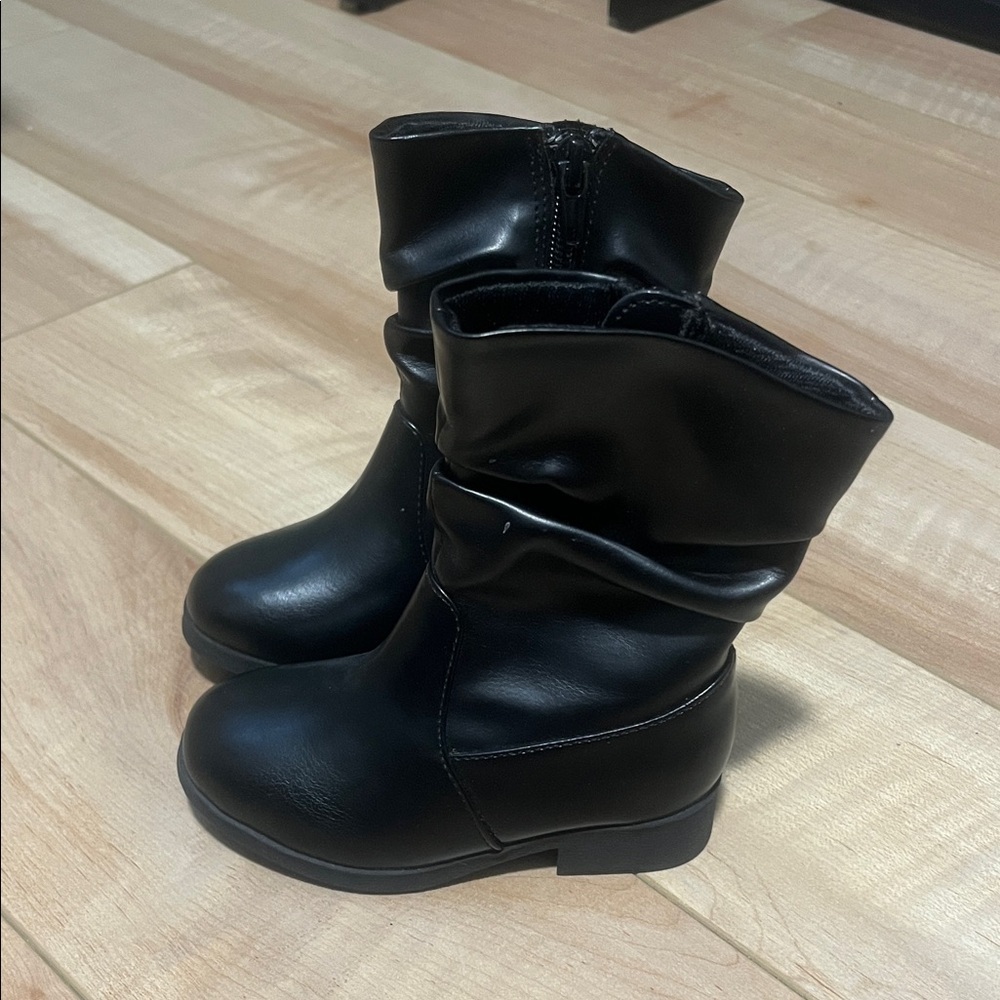 Never worn, black toddler boots